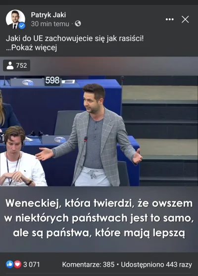 biesy - Gurwa, czy Patryk Jaki przemawiał w PE w kalesonach, podkoszulku i marynarce,...