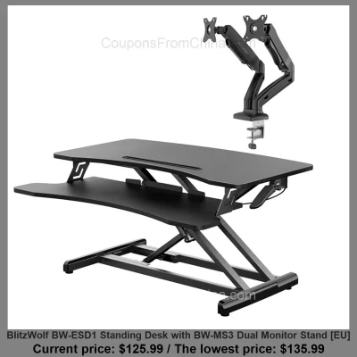 n____S - BlitzWolf BW-ESD1 Standing Desk with BW-MS3 Dual Monitor Stand [EU]
Cena: $...