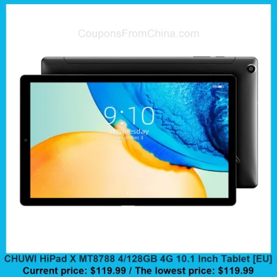 n____S - CHUWI HiPad X MT8788 4/128GB 4G 10.1 Inch Tablet [EU]
Cena: $119.99 (najniż...