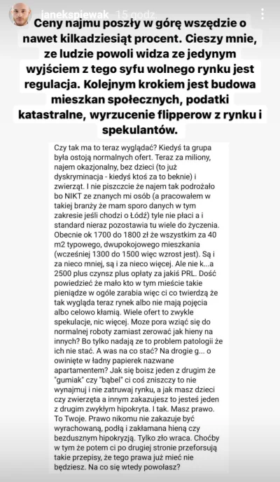 text - Rozwala mnie naiwnosc Śpiewaka, ze proponowane rozwiqzania przez niego, obniza...