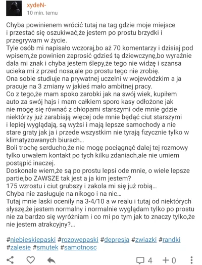 N.....y - Nie wypieraj swego przegrywu. Powiedz sobie do lustra kim jesteś i pogódź s...