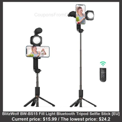 n____S - BlitzWolf BW-BS15 Fill Light Bluetooth Tripod Selfie Stick [EU]
Cena: $15.9...