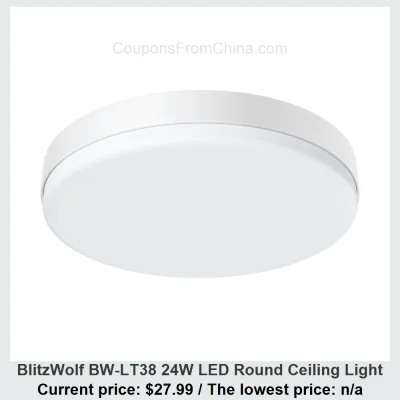 n____S - BlitzWolf BW-LT38 24W LED Round Ceiling Light
Cena: $27.99
Koszt wysyłki: ...