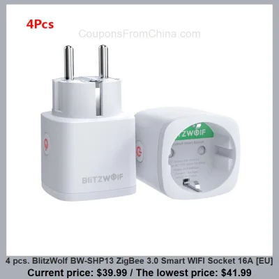 n____S - 4 pcs. BlitzWolf BW-SHP13 ZigBee 3.0 Smart WIFI Socket 16A [EU]
Cena: $39.9...