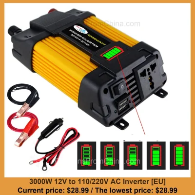 n____S - 3000W 12V to 110/220V AC Inverter [EU]
Cena: $28.99 (najniższa w historii: ...