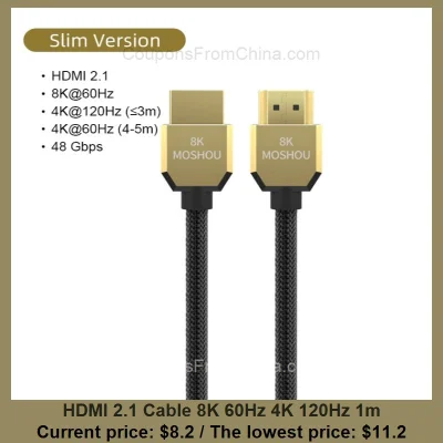 n____S - HDMI 2.1 Cable 8K 60Hz 4K 120Hz 1m
Cena: $8.20 (najniższa w historii: $11.2...