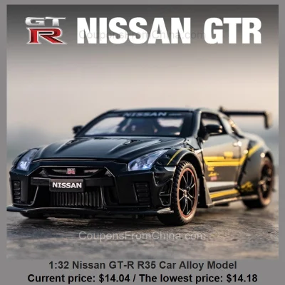n____S - 1:32 Nissan GT-R R35 Car Alloy Model
Cena: $14.04 (najniższa w historii: $1...