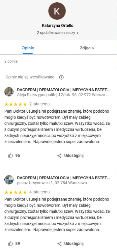 Mifari - @Deitom: DAGDERM Warszawa też ma lipne komentarze, ale są na tyle głupi, że ...