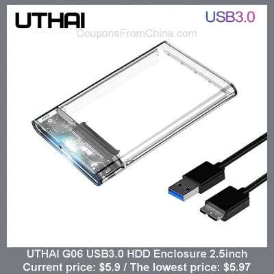 n____S - UTHAI G06 USB3.0 HDD Enclosure 2.5inch
Cena: $5.90 (najniższa w historii: $...