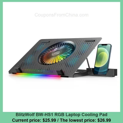 n____S - BlitzWolf BW-HS1 RGB Laptop Cooling Pad
Cena: $25.99 (dotąd najniższa w his...