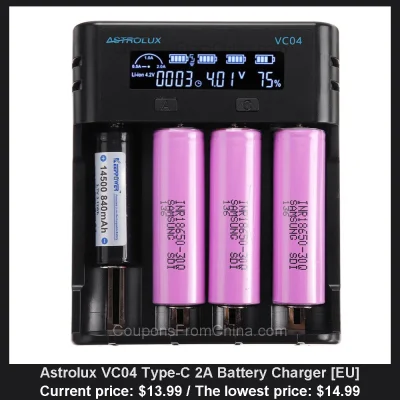 n____S - Astrolux VC04 Type-C 2A Battery Charger [EU]
Cena: $13.99 (dotąd najniższa ...