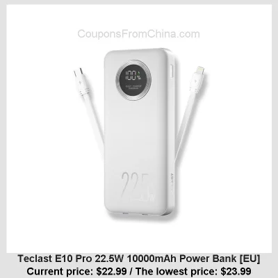 n____S - Teclast E10 Pro 22.5W 10000mAh Power Bank [EU]
Cena: $22.99 (dotąd najniższ...