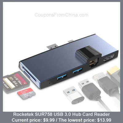 n____S - Rocketek SUR758 USB 3.0 Hub Card Reader
Cena: $9.99 (dotąd najniższa w hist...