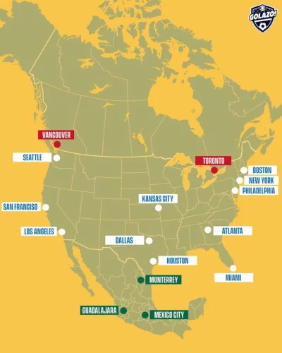 a.....1 - Miasta gospodarze mundialu 2026. Bodajże 60 meczów w USA, po 10 w Kanadzie ...