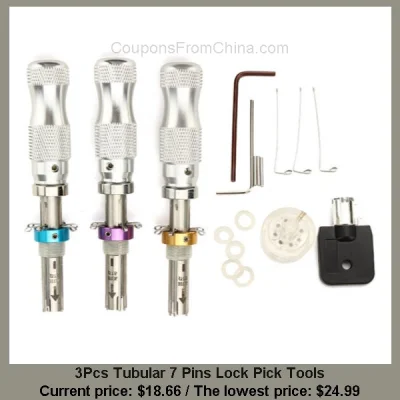 n____S - 3Pcs Tubular 7 Pins Lock Pick Tools
Cena: $18.66 (dotąd najniższa w histori...