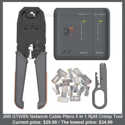 n____S - JIMI GTW5N Network Cable Pliers 5 In 1 Rj45 Crimp Tool
Cena: $29.99 (dotąd ...