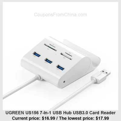 n____S - UGREEN US156 7-In-1 USB Hub USB3.0 Card Reader
Cena: $16.99 (dotąd najniższ...
