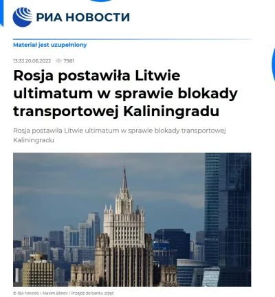 szurszur - PILNE: RIA Novosti: Rosja stawia ultimatum Litwie i żąda ponownej zgody na...