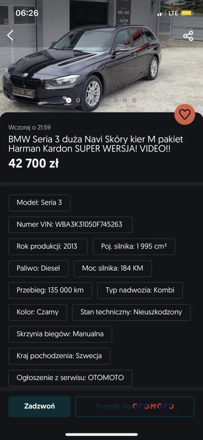 WWAldas - Tutaj ogłoszenie z Wrocławia, BMW F31.
Teraz w opisie zawarli informacje, ...