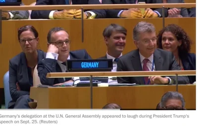 A.....i - Rok 2018. Niemiecka delegacja wyraźnie ubawiona słowami Trumpa że Niemcy st...