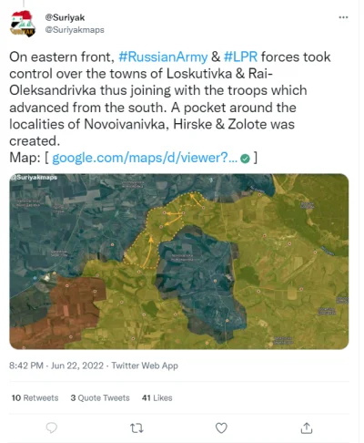 o.....n - Armia Ukraińska zamknięta w kotle na południe od Lisiczańska. Źródła rosyjs...