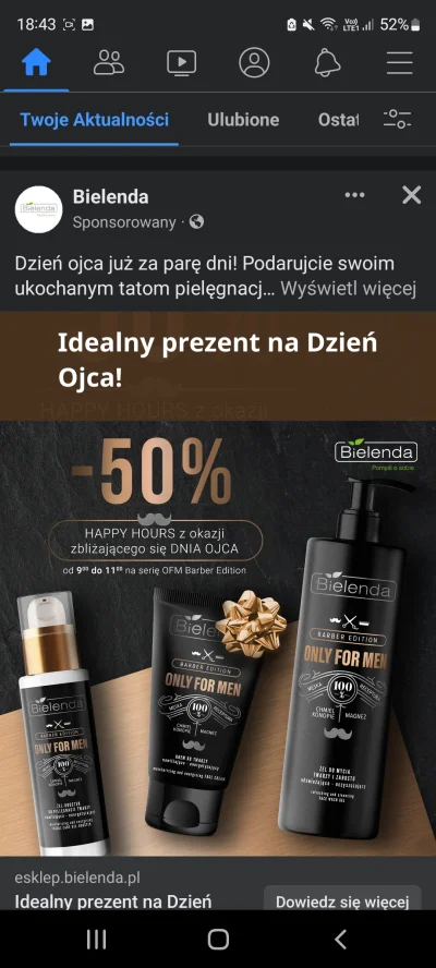 Klozapina - @Skowyrny_Johnny: Mi Facebook pokazuje reklamy na Dzień Ojca.

Kup taci...