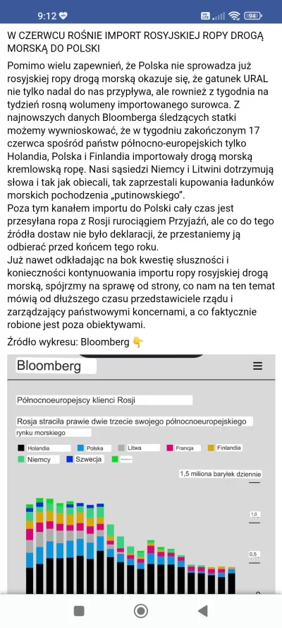 TOM3K88 - @sebekk23 ale Ty masz świadomość, że 2 największym importerem ropy drogą mo...