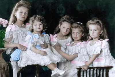 Castellano - Zdjęcie z 1906 roku. Dzieci ostatniego cara Rosji - Nicholas'a II. Wszys...