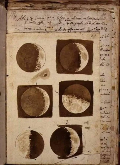 TP53 - Rok 1609. Pierwsze szkice Księżyca, które wykonał Galileusz spoglądając przez ...