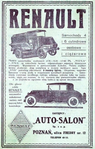 francuskie - Reklama Renault z roku 1929 

#1929 #renault #reklama #historia #samoc...