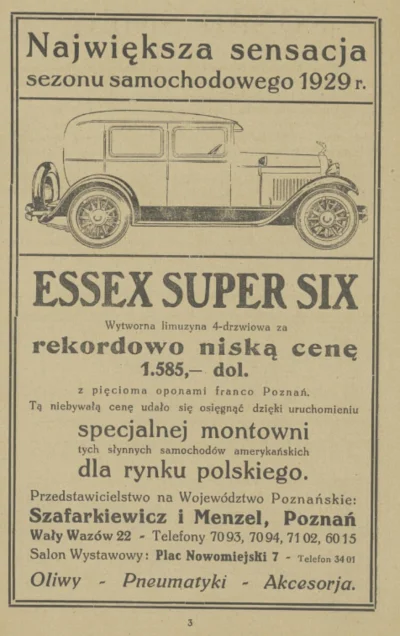 francuskie - Ile kosztowały samochody w roku 1929 w Polsce? Na przykład 1585 dolarów ...