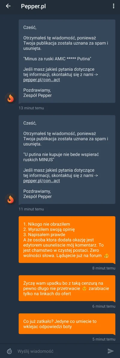 arek-20 - @arek-20: 
Napisanie swojej opinii prawdy opinii o #Amic i #Putin = Spam 
...