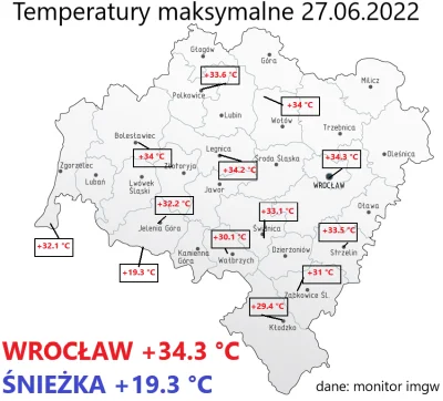 kamil-98 - Temperatury maksymalne na Dolnym Śląsku.
#pogoda