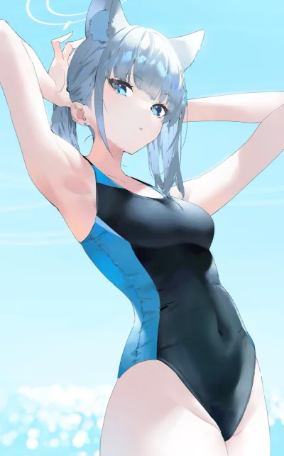 Saint_Louis - #randomanimeshit #anime #bluearchive #kemonomimi #shiroko #swimsuit
