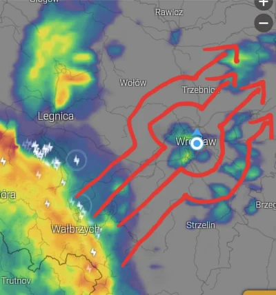 jestemtunew - Najnowsze mapy burzowe dla Wroclawia #wroclaw #burza #pogoda