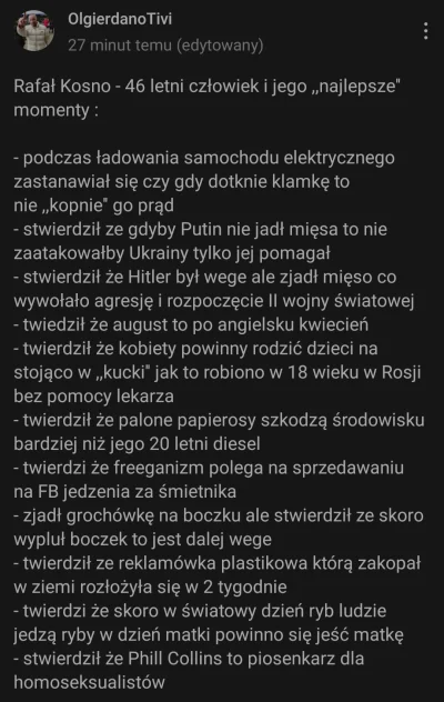 S.....H - Hahahah, że matka Ziemia nosi takiego głąba jak Kosno.
To się chyba leczy ...