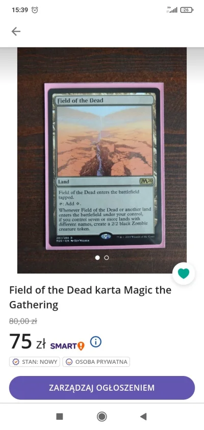 kjut_dziewczynka - Mireczki mam na sprzedaż kartę do mtg Field of the Dead, wystawiła...