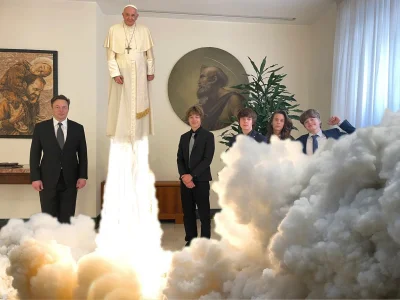 alltimehigh - Elon Musk przybył z misją wystrzelenia papieża w kosmos za popieranie p...