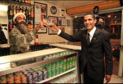 cheeseandonion - >Osama bin Laden with then president Barack Obama celebrating his fa...