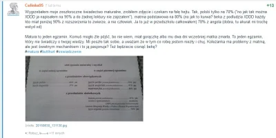 Celinka95 - Aż z ciekawości sprawdziłem kiedy wrzucałem wyniki matury na wypok. Otóż ...