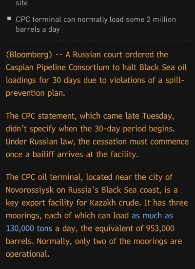 Garulf - @mistejk: Rosjanie na 30 dni zamykają terminal dla kazachskiej ropy.