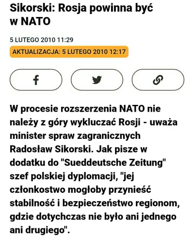 Volki - @renkaboga Sikorski wciąż chce Rosji w NATO