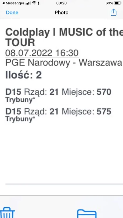 Rastaul13 - Sprzedam dwa bilety na koncert Coldplay, dzisiaj o 21 w Warszawie. Miejsc...