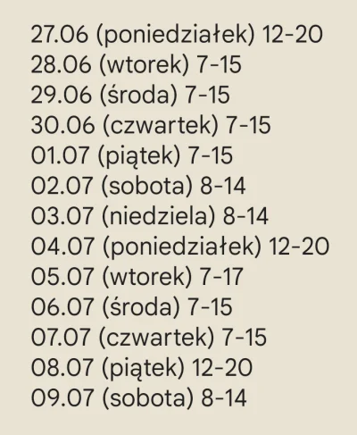 Zoyav - jutro ostatni dzień 13-dniowego maratonu, miałam mieć poprzednią sobotę wolną...