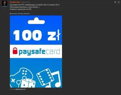 Krs90 - #paysafecard #gry #steam #sprzedam #oszukujo #oszustwo #oszust 
Prawilnie pr...