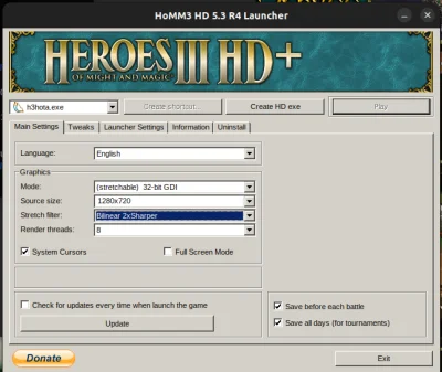 Kutalongest - Nie mogę kliknąć przycisku Play w HD modzie do Heroesa 3 na linuksie. Z...