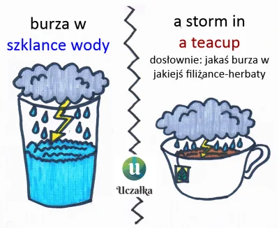 uczalka - #idiomyzuczalka 009/?
burza w szklance wody
a storm in a teacup
dosłowni...