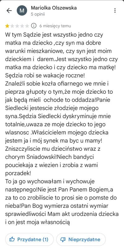 pogop - #opiniegoogle sąd rejonowy we Włocławku i opinia Mariolki 


Sprawdź opinię o...