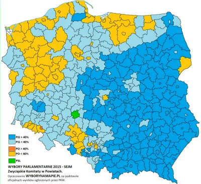 dcz1337 - @KosmicznyPaczek: 
Tu jeszcze mapka wyników wyborów z 2015, jak widać, od ...