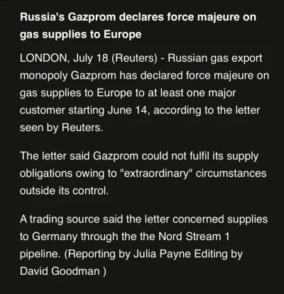 Noiceno - Z ciekawszych wiadomości dzisiaj, gazprom wysłał zawiadomienie odnośnie NS1...